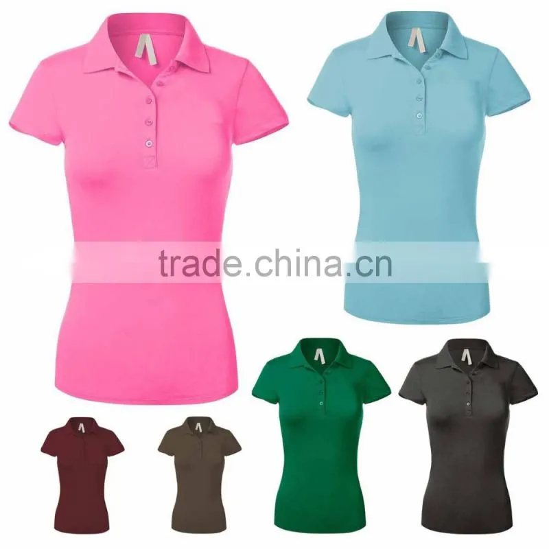 good quality work wear design sport gym clothes heather grey gray women short sleeve cotton polo shirt design with combination