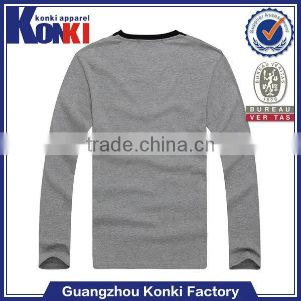 deep v neck long sleeve cotton t shirts for man