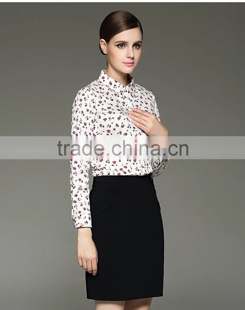 Idyllic Style Floral Printed Long Sleeve Cotton Shirt For Ladies