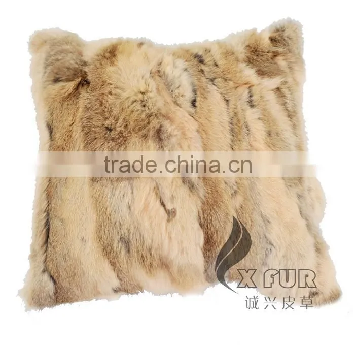 CX-D-17 40x40cm Europe Fashion Patchwork Rabbit Fur Cushions Home Decor Pillow