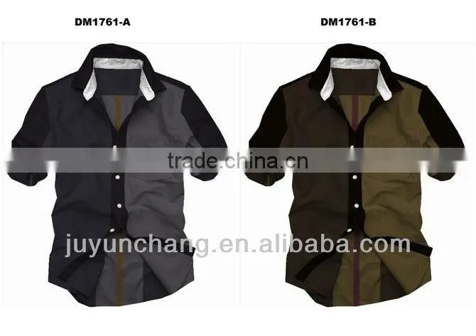 2014 new style yarn dyed short sleeve casual shirt