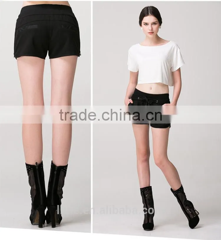 Fashionable cheap elastic waist tight hot short pants in China