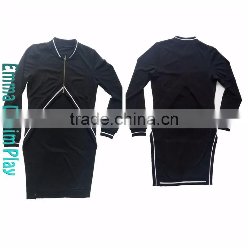 Customized Two Tone Trimming Longline Urban Bomber Jackets for Ladies