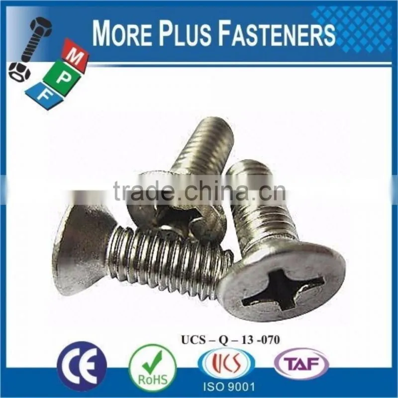 Made in Taiwan Machine Screw ISO 7046 Philips Flat Head Countersunk Stainless Steel and Carbon Steel Zinc Plated