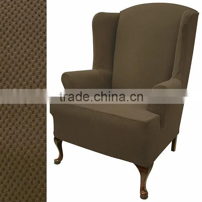 stretch pique warm maroon wingback slipcover