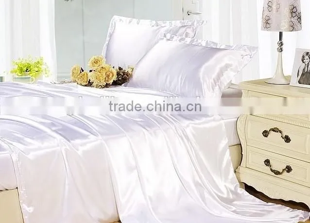 Luxury White Silk Bedding Set Silk Satin Bedspreads 100% Silk