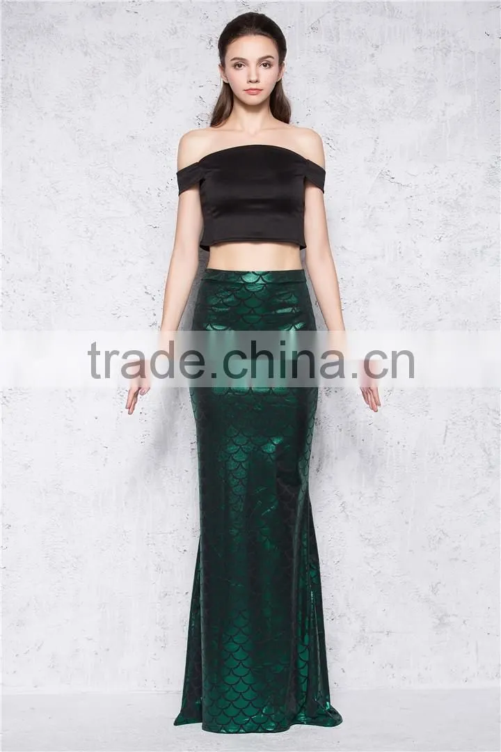 Ladies Sexy Maxi Long Shiny Mermaid Skirts Fish Scale Dress