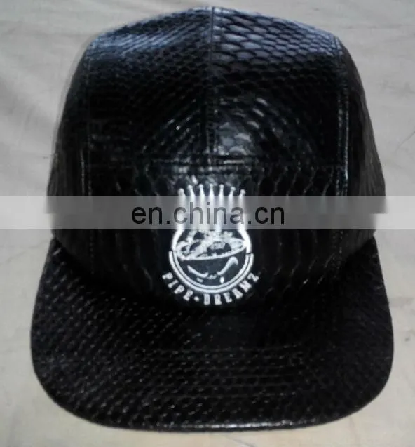 Leather Strap Snakeskin Cap 5 Panel Hat Wholesale