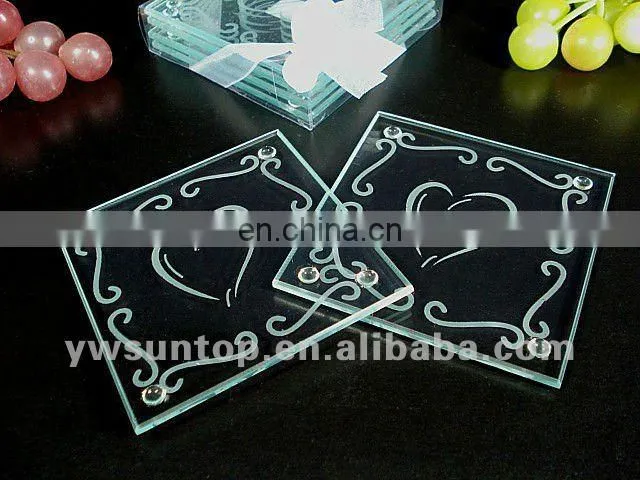 cheap Glass Coaster wedding table return gift for guests