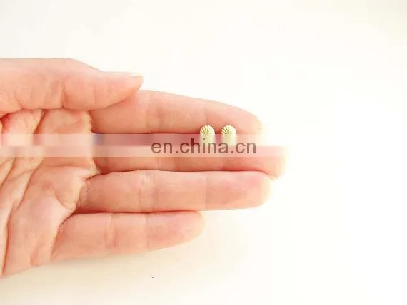 Teeny Tiny Gold Seashell Earrings Small Scallop Shell Simple Modern Jewelry