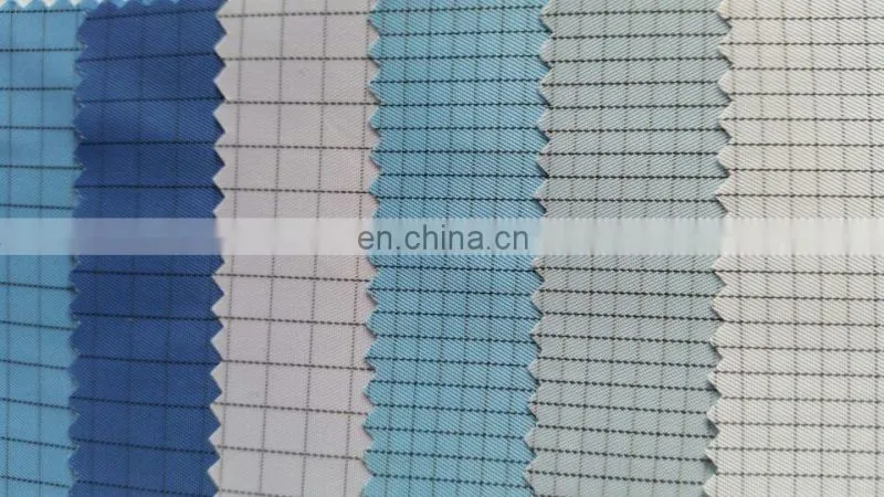 5mm grid polyester antistatic fabric for cleanroom overalls