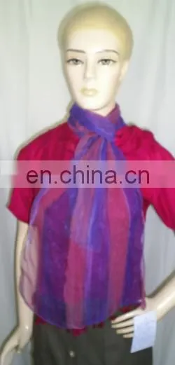 Cotton printed scarf with silver lurex