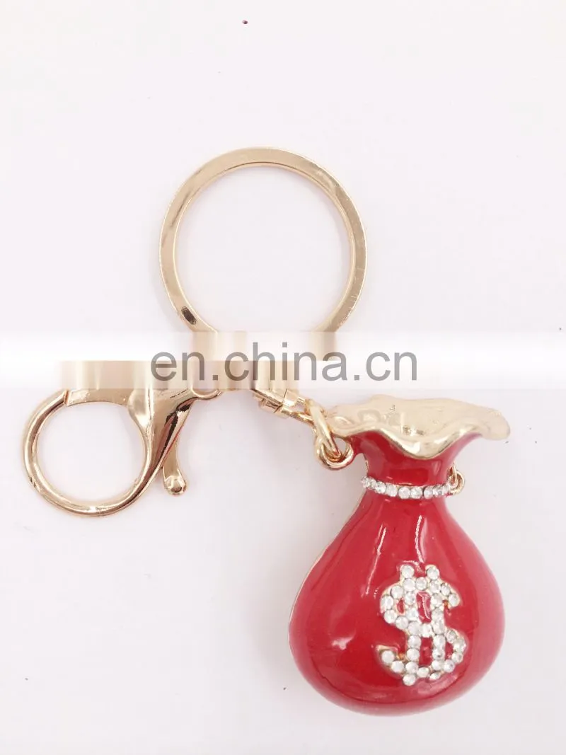 Fashion Shopping Cart Keychain Charm Pendant Handbag Bag Key Chains Key Ring With Rhinestone