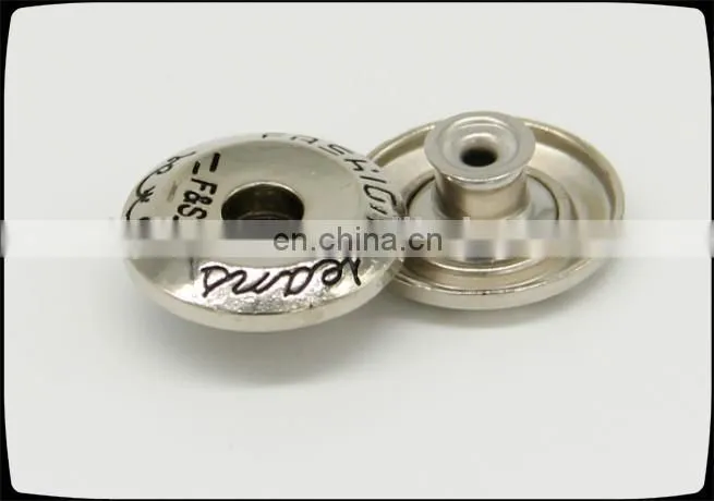 garment accessories, nickel zinc alloy embossing logo tack button for clothing