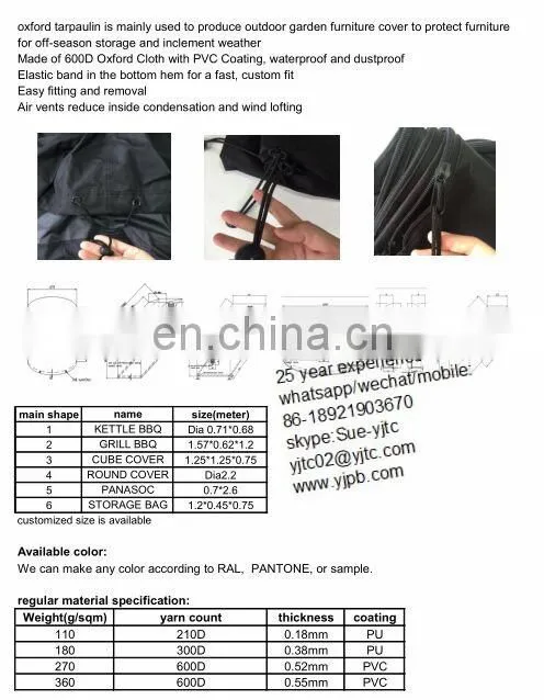 variety kinds specification garden furniture cover