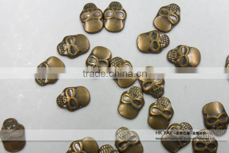 1207C Fashion hotfix skull studs;flat back metal skull studs;china wholesale metal skull studs