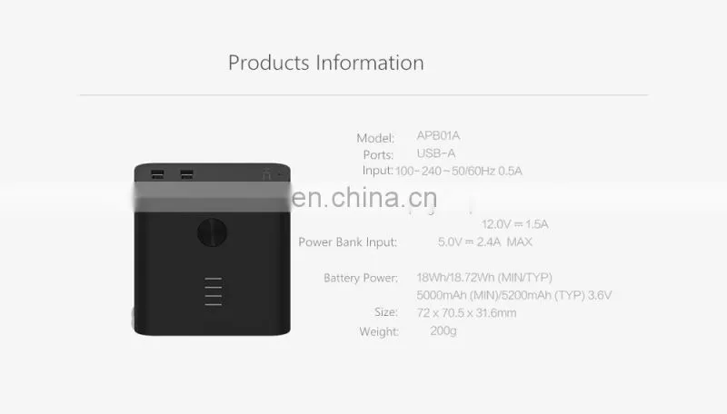 Xiaomi ZMI 2-in-1 5200mAh Wall Charger Plug Dual USB Two-Way Fast Charging Portable Power bank