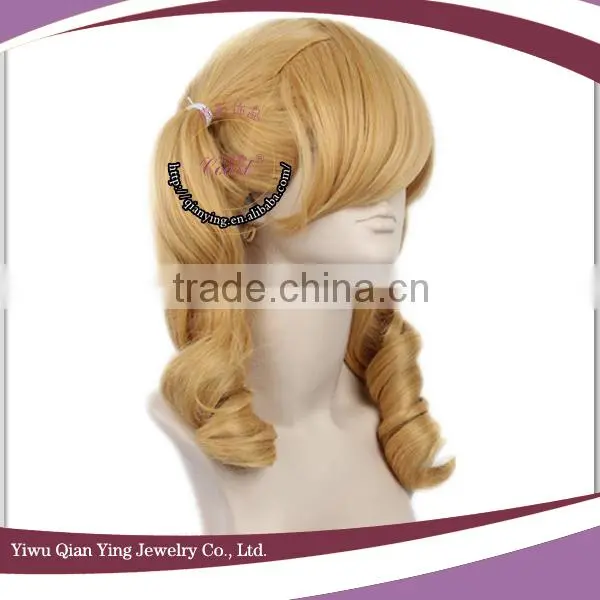 curly blond Beelzebub Hilda ponytail cosplay wig