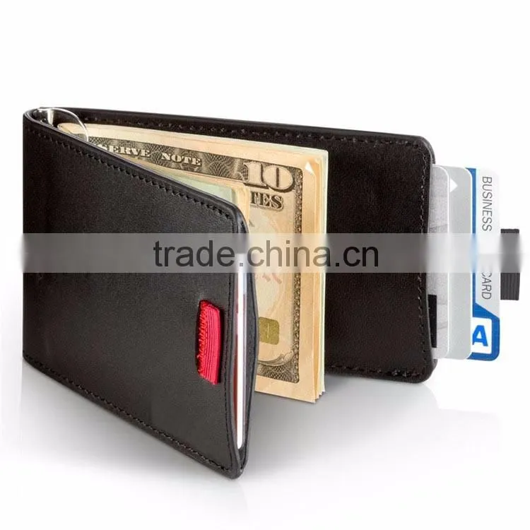 Bifold money clip with card sot slim leather money clip wallet for men