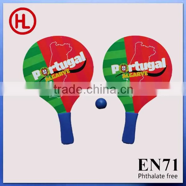 Portugal Hot sale Custom sticker printing Wooden Beach Tennis Racket /beach bat /beach paddle set with beach ball wholesale
