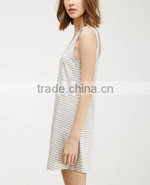 2015 china manufacturer customized the latest design striped scoop back dress