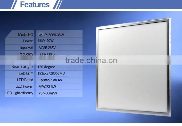 2015 Best-selling colombia market super bright 110v-130v 5700k/6500K epistar smd 60x60cm panel led 36w
