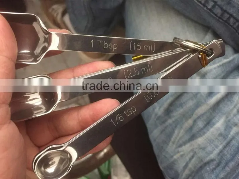 Manufacturer high quality stainless steel square head measuring spoons set of 6 coffee measuring spoon set