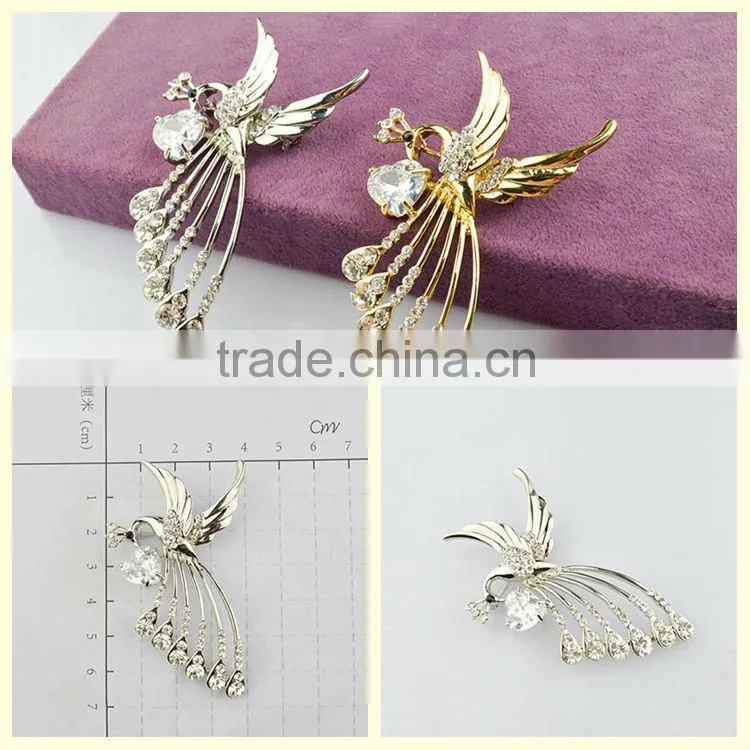 Factory cheap phenix rhinestone brooch bird animals brooches pin