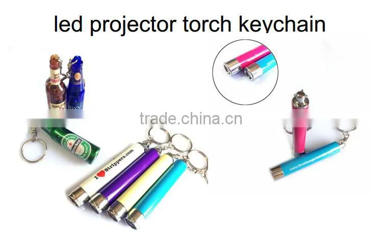 battery led projector keyring lamp torch keychain with carabiner