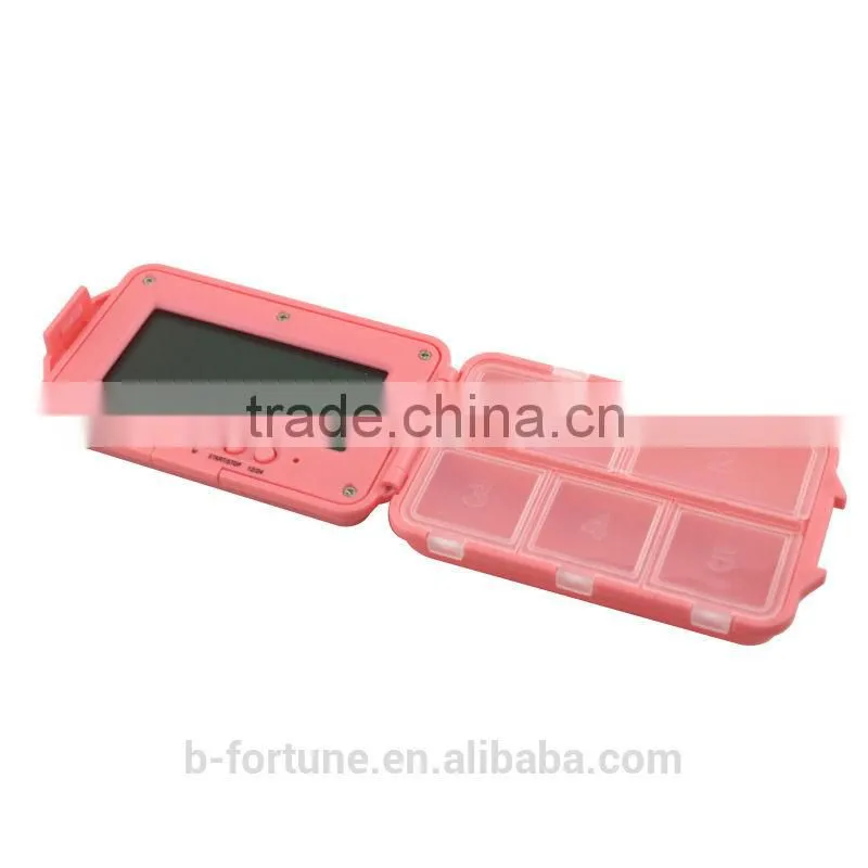 TC139_RD LCD Display WH Color Alarm Colorful Digital pill box with alarm timer