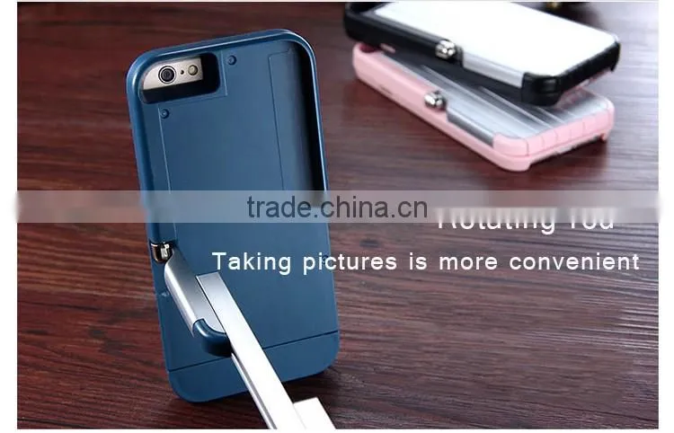 2016 design new trend phone cases selfie stick with bluetooth shutter button aluminum material stikbox case for iphone6s