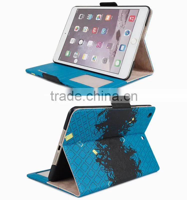 With stand up function and cards slots magnet pu leather case for ipad/mini