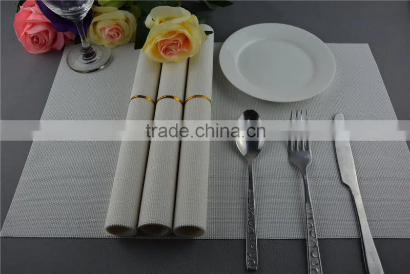 Wholesale price 75g PVC woven mesh placemat white pure color 1*2 series 45*30cm