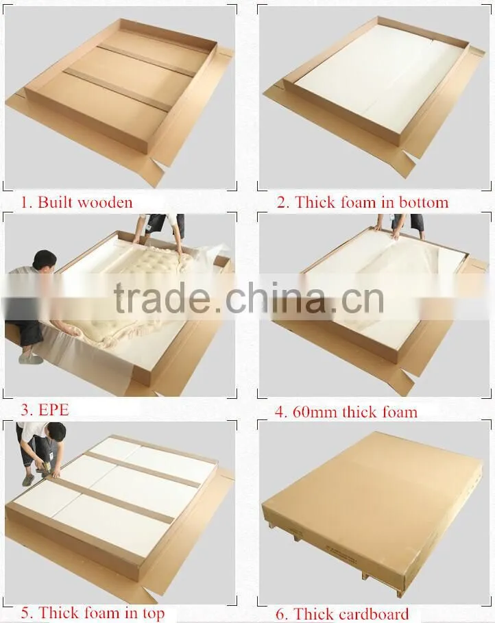Neoclassic design double bed solid wood bed with polishing leather convex carve flower AK-7073