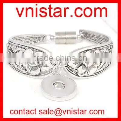 Vnistar metal snap button earrings with black tassels dangle interchangeable wholesale NE011-2