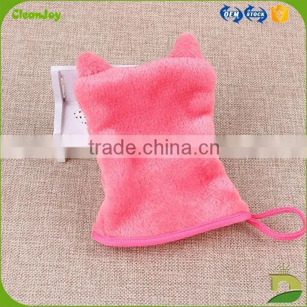 microfiber glove 100% polyester lovely cat ear makeup mitt