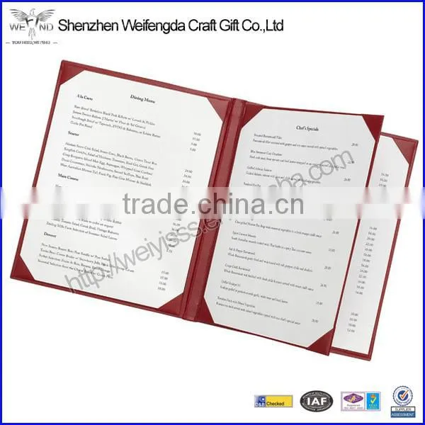 Unique Fashion 8.5*11'' PU Leather Menu Covers
