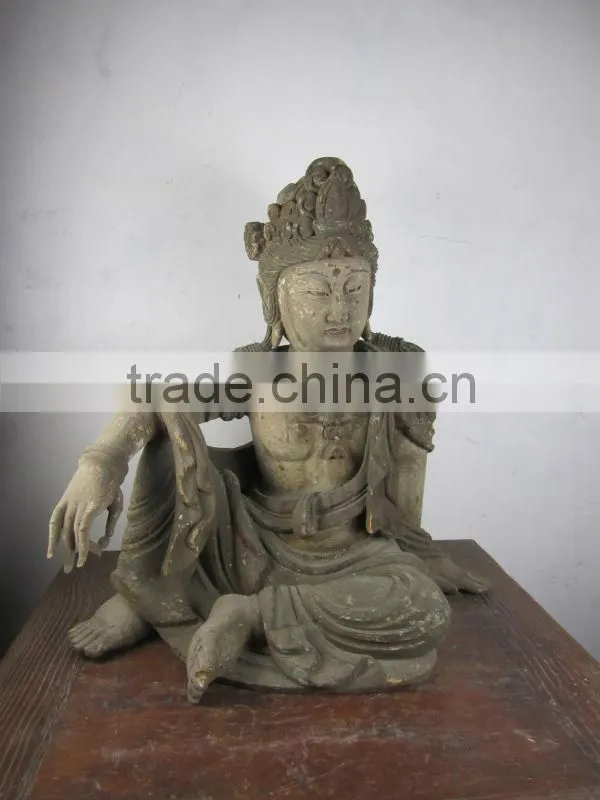 wood laughing buddha statu