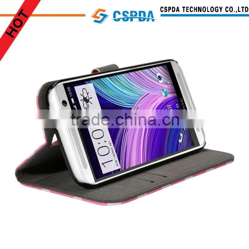 Fashion design wallet leather case for 2014 htc one m8 mobile phone