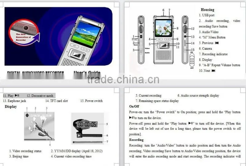 Rechargeable Voice video Recorder EBC-DVR8815