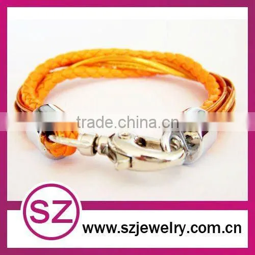 PUB0049 braided green leather vintage bracelet clasp