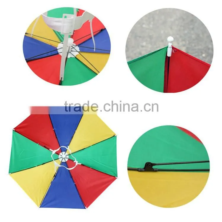 China Manufacturer 13 Inch Promotional Hat Umbrella, Head Umbrella, Hand free Umbrella
