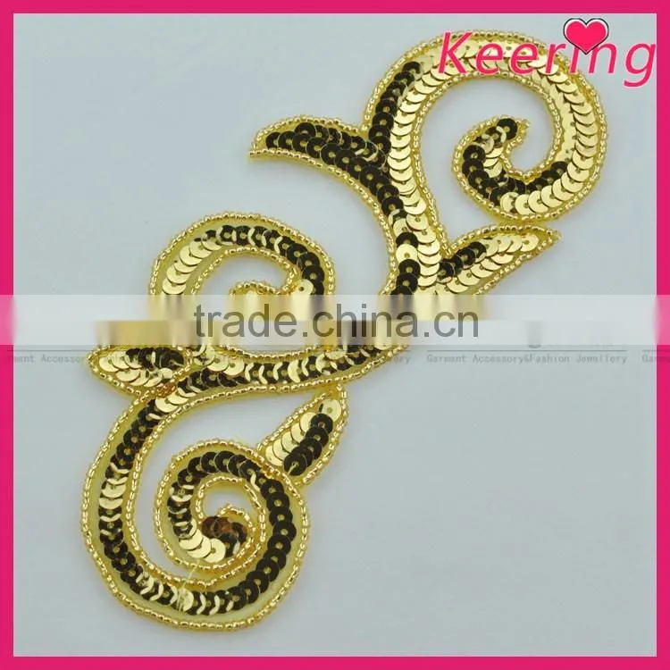 cheap handmade gold beads appliques for belt WRAB-003