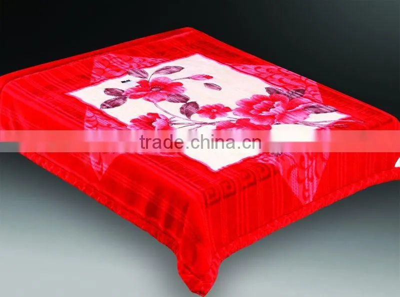 100% polyester raschel print super soft double blanket with interweaving