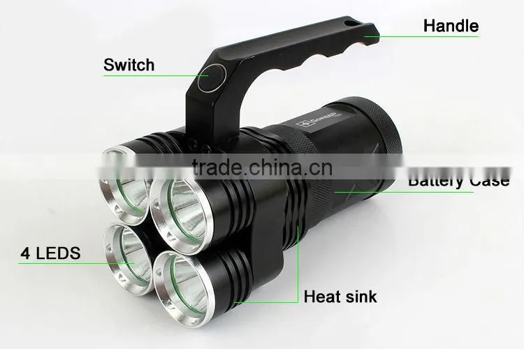 GOREAD Y60 High bright black aluminum rechargeable T6 flashlight 4*LED 4 mode 40W search products
