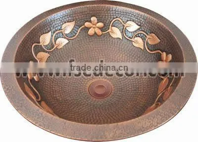 Single bowl Bathroom art Copper Sink FSE-CS-101