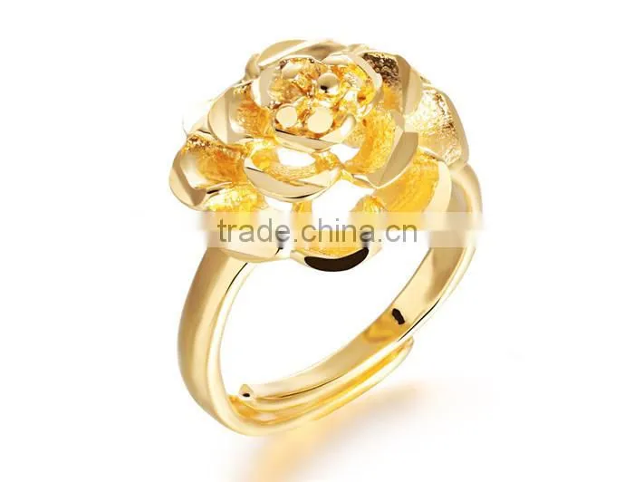 jewelry gold plated copper elegant design for women rose shaped ring