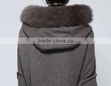 stylish merino wool sweater with raccoon fur