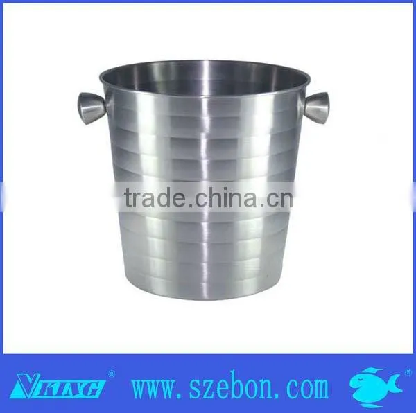 Hot sale stainless steel ice bucket with black PU leather bar tools