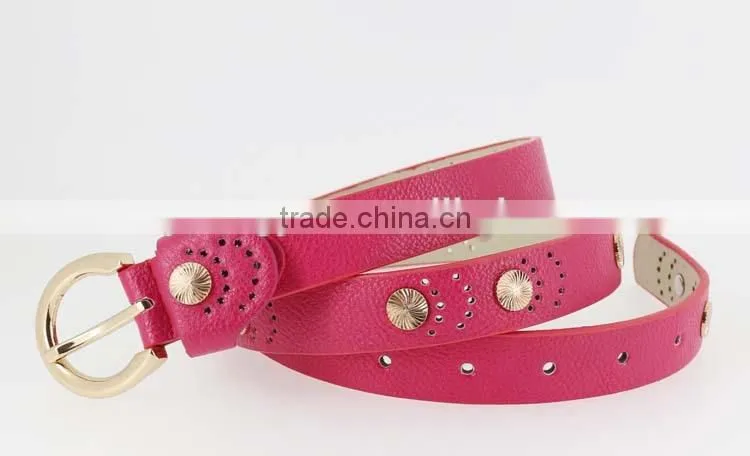 2015 Women's fashion pu studded beads belt for jeans with metal beads in yiwu